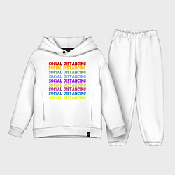 Детский костюм оверсайз Social distancing - социальная дистанция, цвет: белый