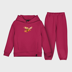Детский костюм оверсайз Летящий орел и пейзаж, цвет: маджента