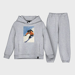 Детский костюм оверсайз Горнолыжный спорт спуск - живопись маслом