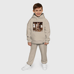 Детский костюм оверсайз Заяц и бейсбол, цвет: миндальный — фото 2