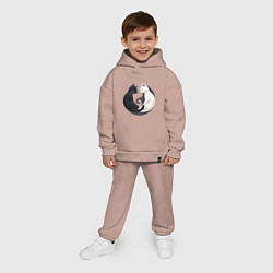 Детский костюм оверсайз Инь-ян кошки, цвет: пыльно-розовый — фото 2