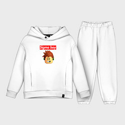 Детский костюм оверсайз Sigma boy roblox head - мем Роблокс Сигма бой, цвет: белый