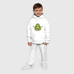 Детский костюм оверсайз Cartoon monster with spikes green, цвет: белый — фото 2
