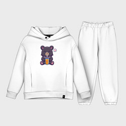 Детский костюм оверсайз Мишка с напитком, цвет: белый
