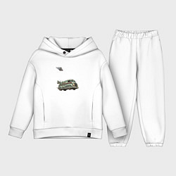 Детский костюм оверсайз Ретрофутуристический летающий грузовик Хлеб, цвет: белый