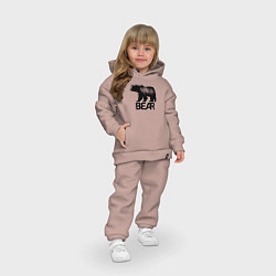 Детский костюм оверсайз Черный медведь с полосами, цвет: пыльно-розовый — фото 2