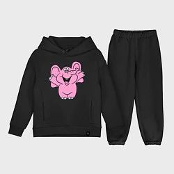 Детский костюм оверсайз Розовый слон, цвет: черный