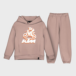 Детский костюм оверсайз KTM белый, цвет: пыльно-розовый