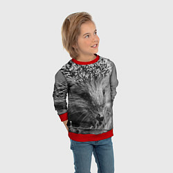 Свитшот детский Взгляд ёжика, цвет: 3D-красный — фото 2
