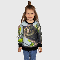 Свитшот детский Юный кот-оxотник, цвет: 3D-черный — фото 2