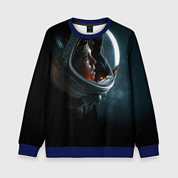 Свитшот детский Девушка космонавт, цвет: 3D-синий