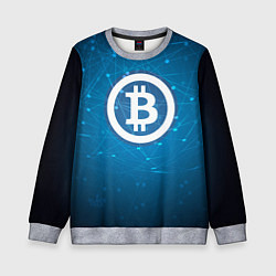 Свитшот детский Bitcoin Blue, цвет: 3D-меланж