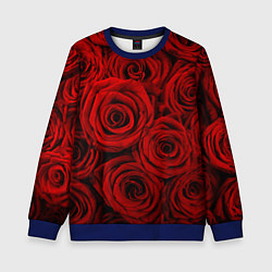 Свитшот детский Красные розы, цвет: 3D-синий