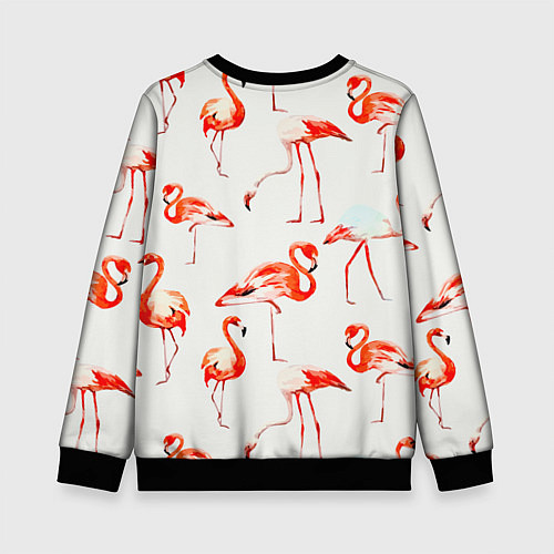 Детский свитшот Оранжевые фламинго / 3D-Черный – фото 2