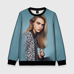 Свитшот детский Кара Делевинь, цвет: 3D-черный