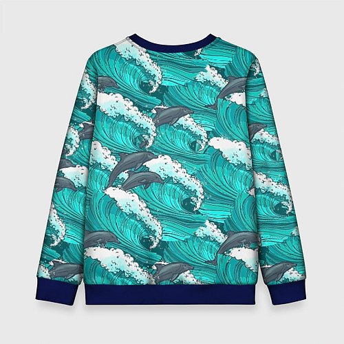 Детский свитшот Лазурные дельфины / 3D-Синий – фото 2