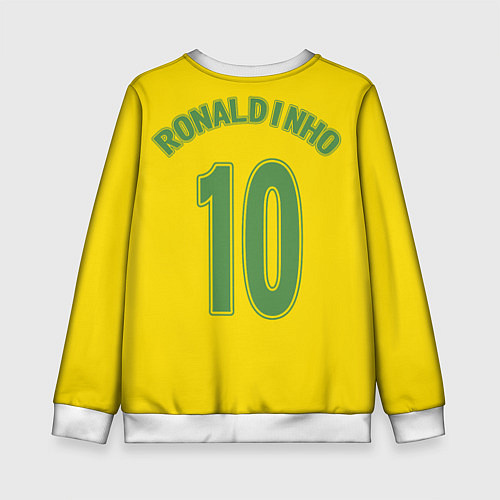 Детский свитшот Сборная Бразилии: Роналдиньо 10 / 3D-Белый – фото 2