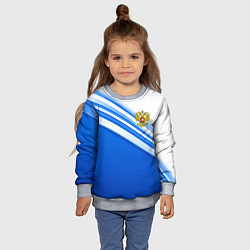 Свитшот детский Россия: голубая волна, цвет: 3D-меланж — фото 2