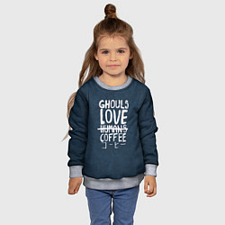 Свитшот детский Ghouls Love Coffee, цвет: 3D-меланж — фото 2
