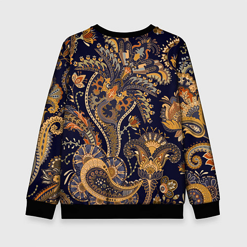 Детский свитшот Орнамент пейсли - золотой / 3D-Черный – фото 2