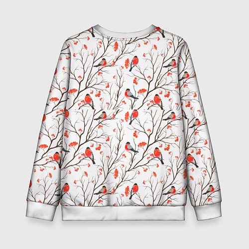 Детский свитшот Снегири в зимнем лесу / 3D-Белый – фото 2