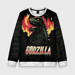 Свитшот детский Flame Godzilla, цвет: 3D-белый