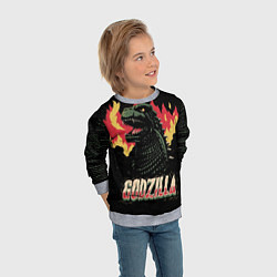 Свитшот детский Flame Godzilla, цвет: 3D-меланж — фото 2