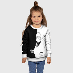 Свитшот детский Гомер Симпсон - в смокинге - black and white, цвет: 3D-белый — фото 2