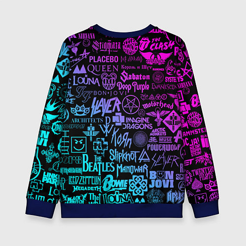 Детский свитшот ЛОГОТИПЫ РОК ГРУПП / 3D-Синий – фото 2