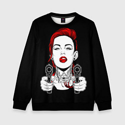 Свитшот детский Woman is holding a gun, цвет: 3D-черный