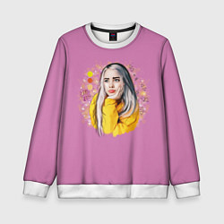 Свитшот детский Billie Eilish Pink Art, цвет: 3D-белый