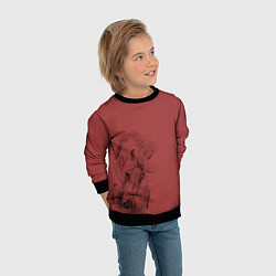 Свитшот детский Конь на красном фоне, цвет: 3D-черный — фото 2
