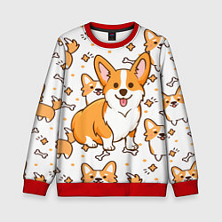 Свитшот детский Корги, цвет: 3D-красный