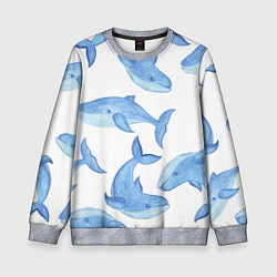 Свитшот детский Косяк китов, цвет: 3D-меланж