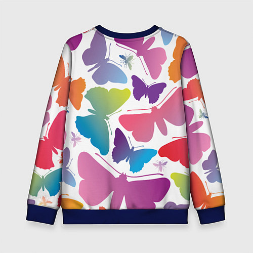 Детский свитшот Разноцветные бабочки / 3D-Синий – фото 2