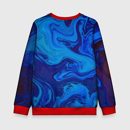 Детский свитшот Абстракция синяя с голубым / 3D-Красный – фото 2