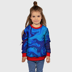 Свитшот детский Абстракция синяя с голубым, цвет: 3D-красный — фото 2