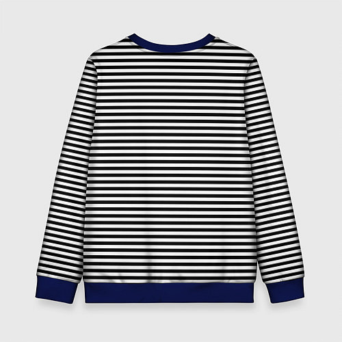 Детский свитшот В ЧЕРНО-БЕЛУЮ ПОЛОСКУ / 3D-Синий – фото 2