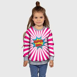 Свитшот детский Super Girl, цвет: 3D-меланж — фото 2
