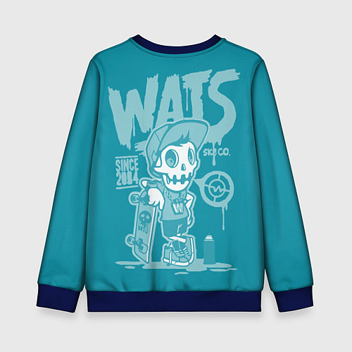 Детский свитшот Граффити Wats череп в кепке / 3D-Синий – фото 2