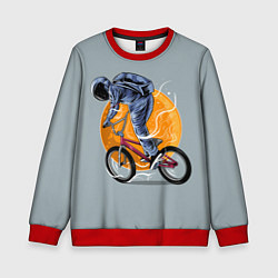 Свитшот детский Космический велосипедист Z, цвет: 3D-красный
