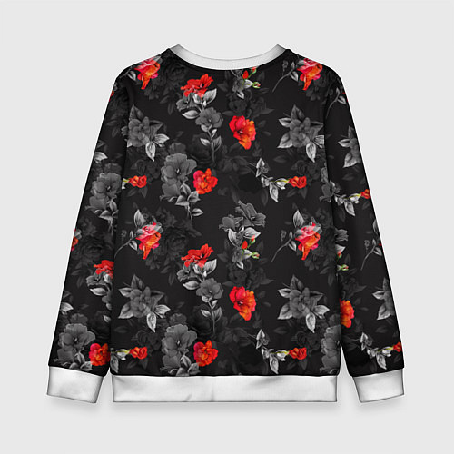 Детский свитшот Красные цветы / 3D-Белый – фото 2