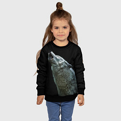 Свитшот детский Воющий волк, цвет: 3D-черный — фото 2