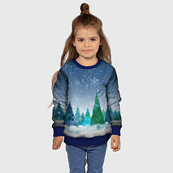 Свитшот детский Снежинки в лесу, цвет: 3D-синий — фото 2