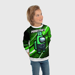 Свитшот детский Among Us х Minecraft Z, цвет: 3D-белый — фото 2