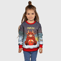 Свитшот детский Бык с подарками 2021, цвет: 3D-красный — фото 2