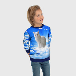 Свитшот детский Кот в облаках, цвет: 3D-синий — фото 2