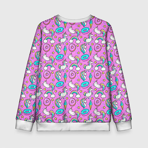 Детский свитшот Единороги и пончики / 3D-Белый – фото 2