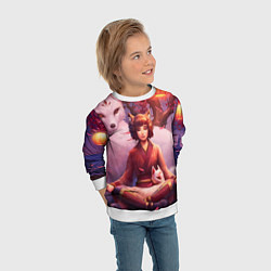 Свитшот детский Девушка-лиса, цвет: 3D-белый — фото 2