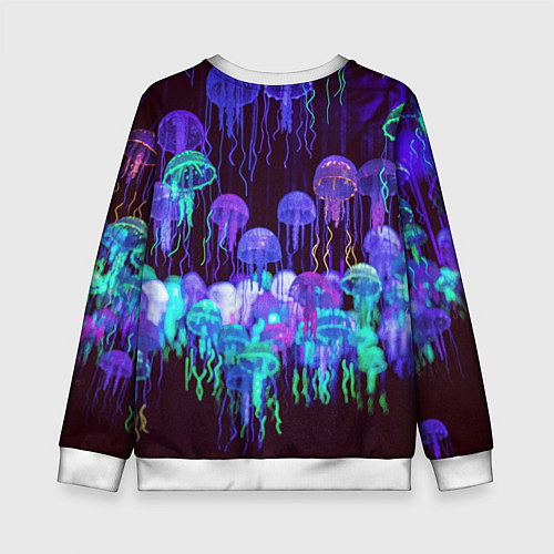 Детский свитшот Неоновые медузы / 3D-Белый – фото 2